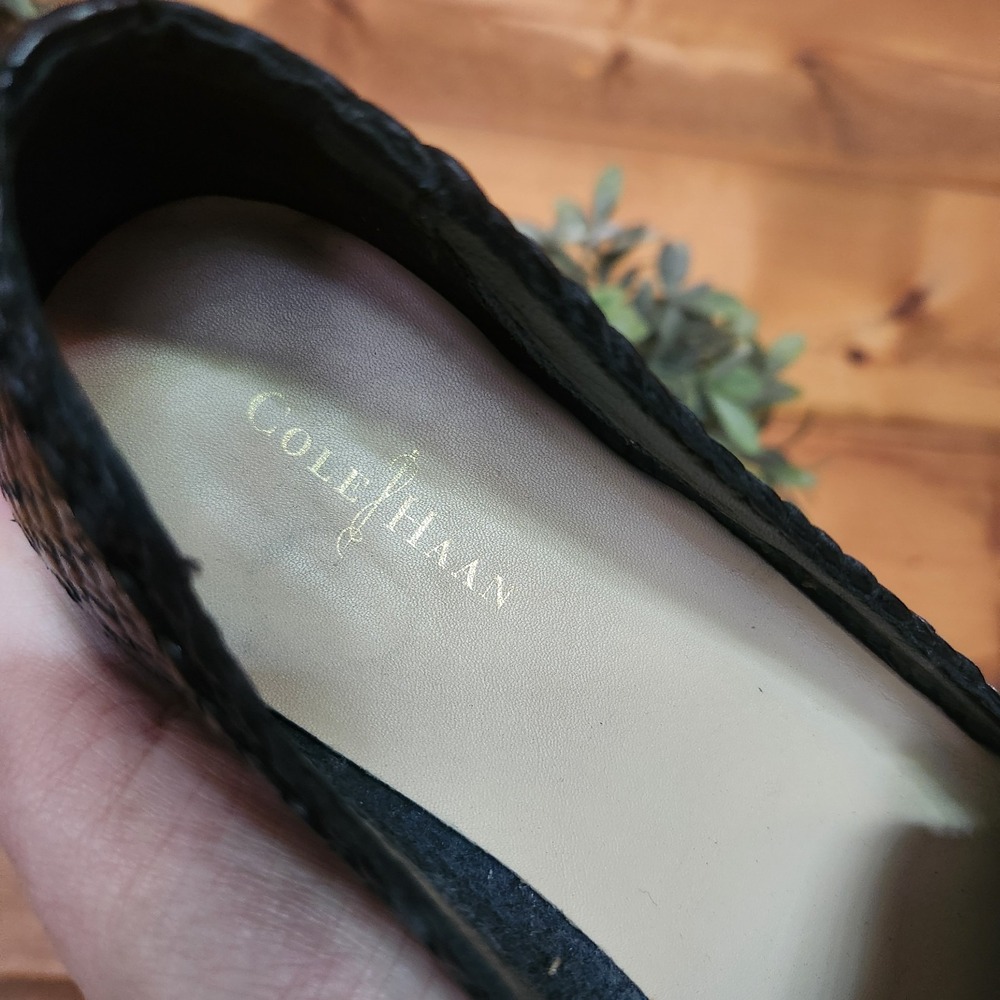 Cole Haan Sabrina Black Woven Loafer Flat Leather Textured Shoes D41120 Sz 10.5B - Picture 10 of 11